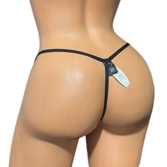 Victoria's Secret RARE Hard to find Sheer Mesh Thong Panty One Size Medium black - Picture 3 of 4